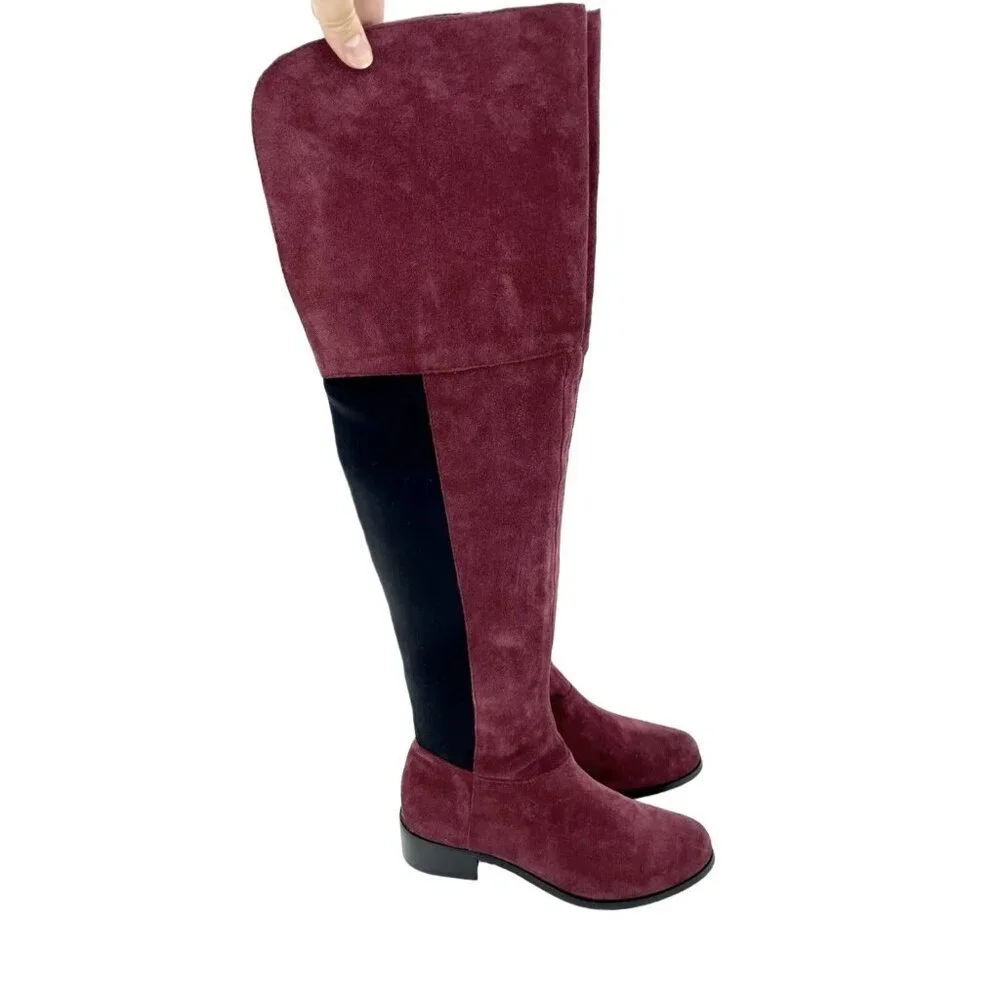 Charles David Giza Burgundy Suede Leather Over-The-Knee Boots SZ 5 New